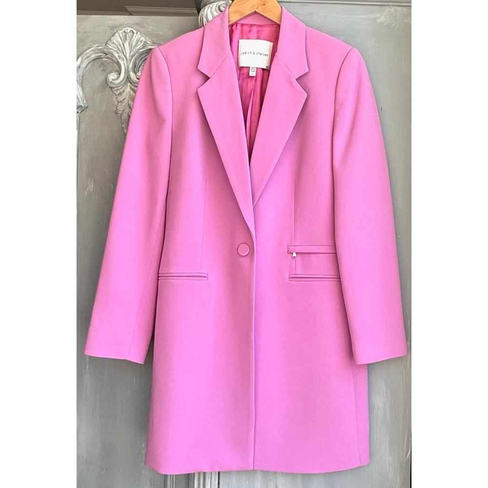 Judith & Charles Rae Pink Longline Blazer Dress Jacket Size 8 Made Canada $675 - Picture 2 of 15